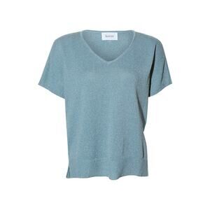 KORYE Women's Textured V Neck Top Size M In Dusty Blue